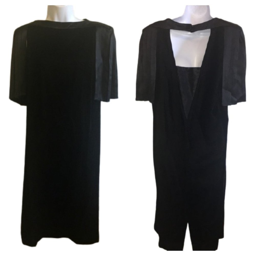 Lizzy & Johnny Dress Black Rayon Velvet Vintage 80s Amazing Details Size 6